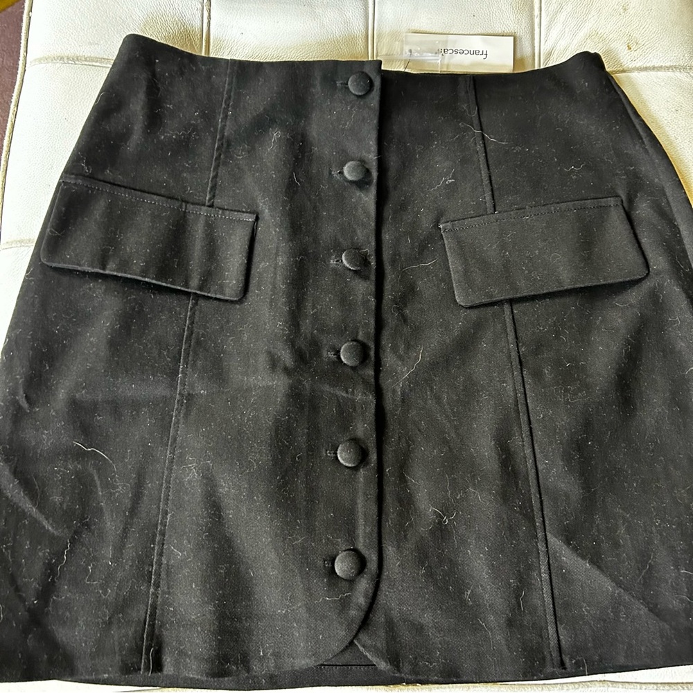 Francesca‘s mini skirt black button front with pockets sz large new with tag